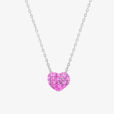 Alaghband Heart Necklace with Pink Sapphires - Alaghband Jewelry