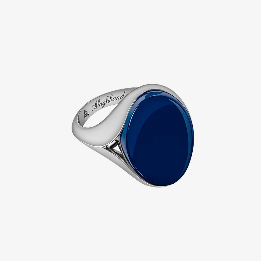 Alaghband Signet Ring for Men with Blue Agate