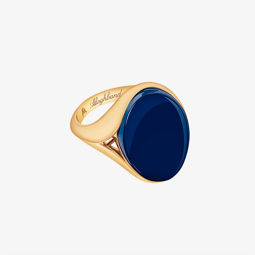 Alaghband Signet Ring for Men with Blue Agate