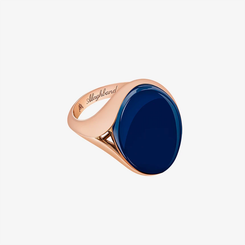 Alaghband Signet Ring for Men with Blue Agate