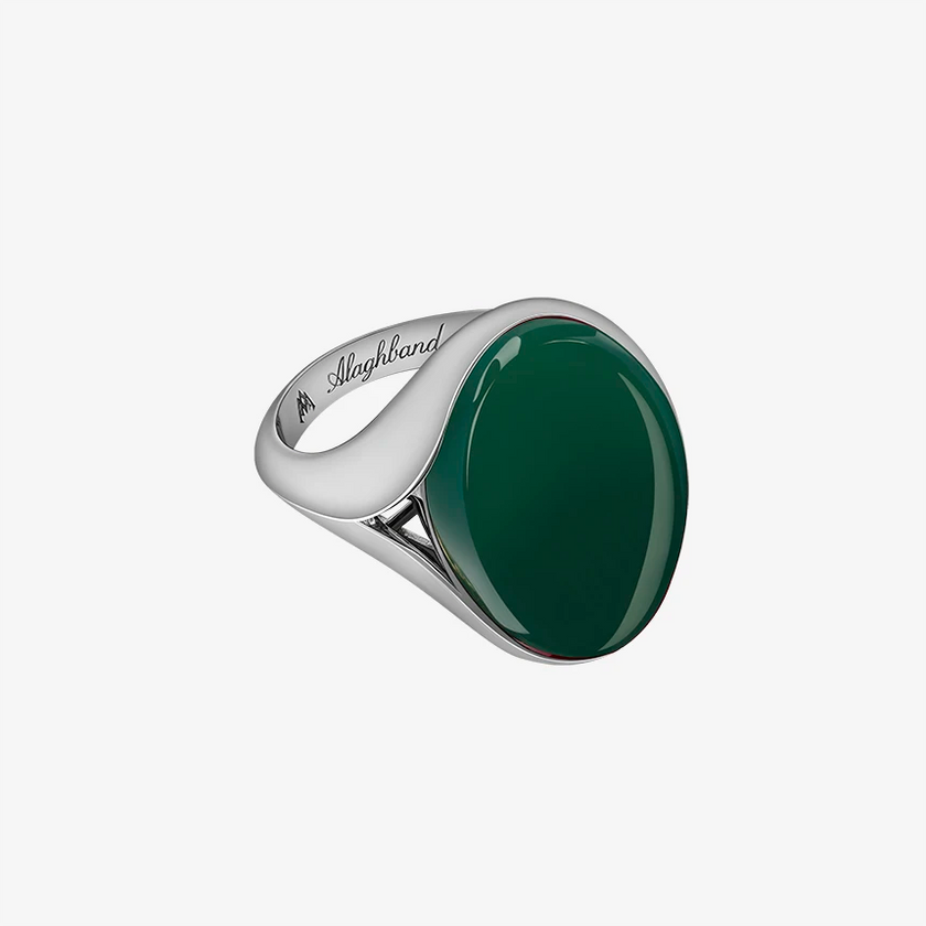 Alaghband Signet Ring for Men with Green Agate