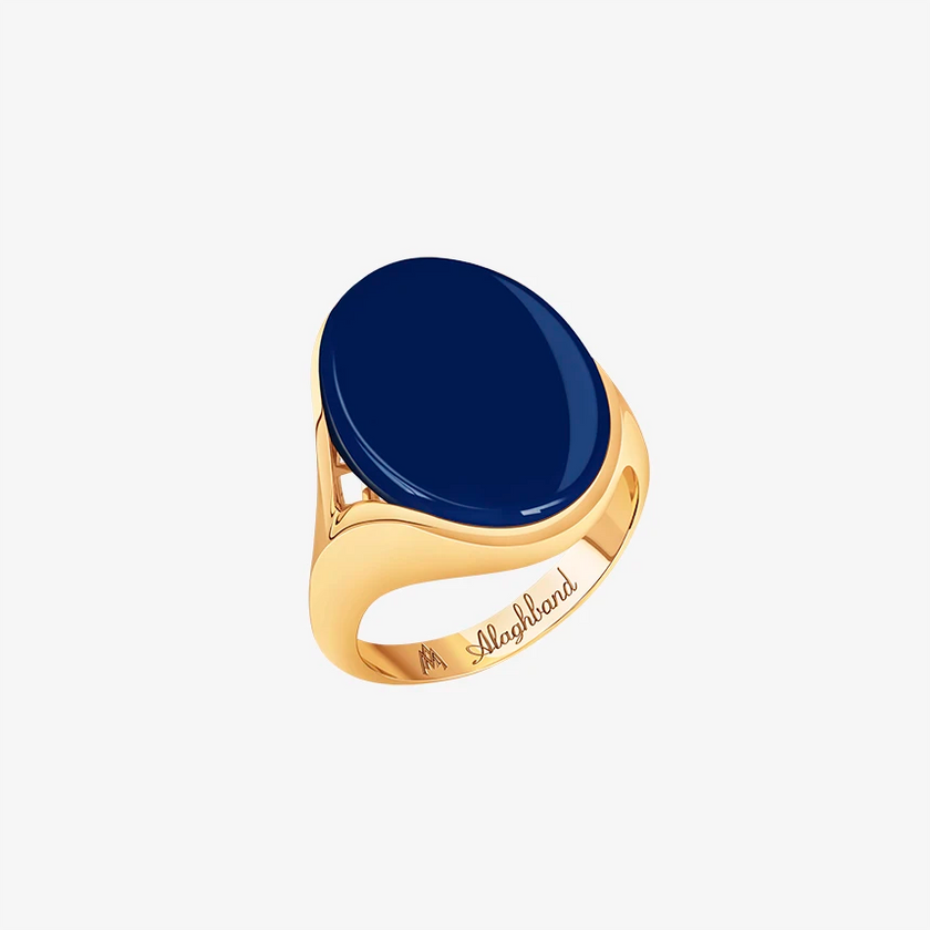 Alaghband Signet Ring for Men with Blue Agate