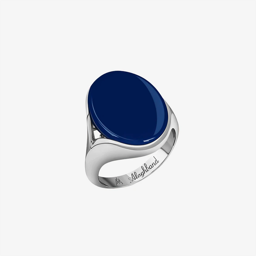 Alaghband Signet Ring for Men with Blue Agate