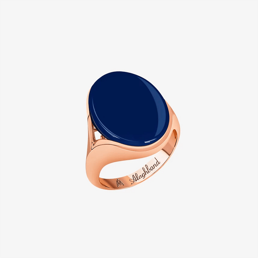 Alaghband Signet Ring for Men with Blue Agate - Alaghband Jewelry