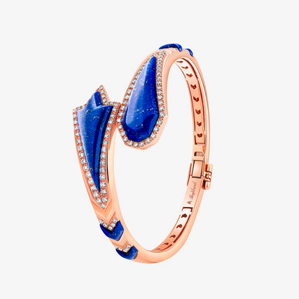 Alaghband Twisted Pyramid Bangle with Lapis Lazuli and Diamonds