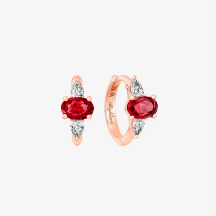 Alaghband Solitaire Hoop Earrings with Rubies and Diamonds