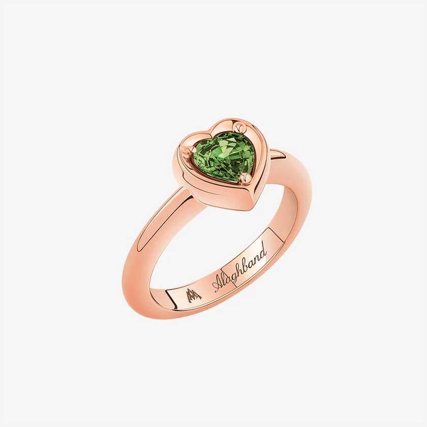 Alaghband Heart Ring with Green Sapphire - Alaghband Jewelry