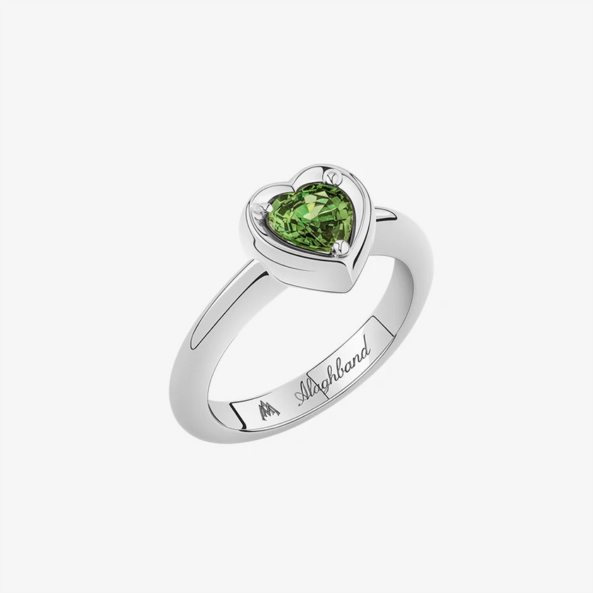 Alaghband Heart Ring with Green Sapphire - Alaghband Jewelry