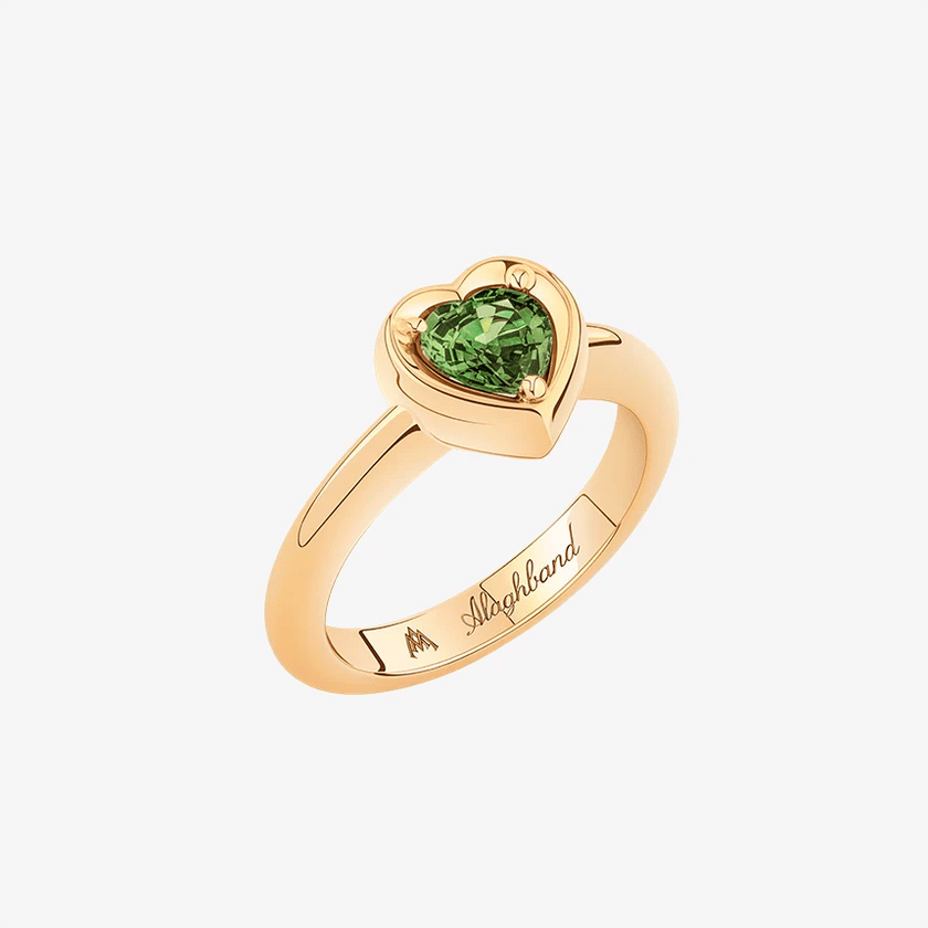 Alaghband Heart Ring with Green Sapphire - Alaghband Jewelry