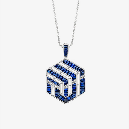 Alaghband Kaaba Pendant with Blue Sapphires