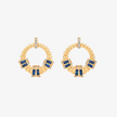 Alaghband Plissé Hoop Earrings with Blue Sapphires