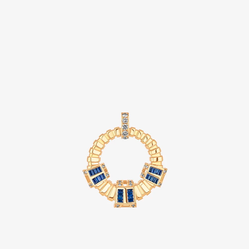 Alaghband Plissé Pendant with Blue Sapphires