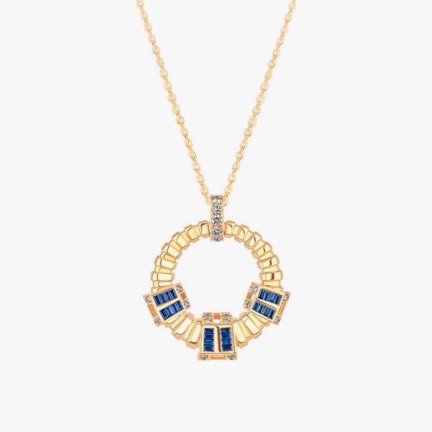 Alaghband Plissé Pendant with Blue Sapphires