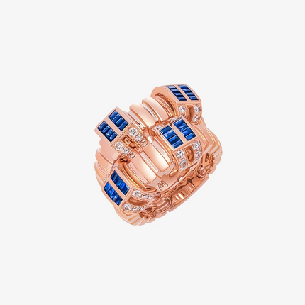 Alaghband Plissé Ring with Blue Sapphires