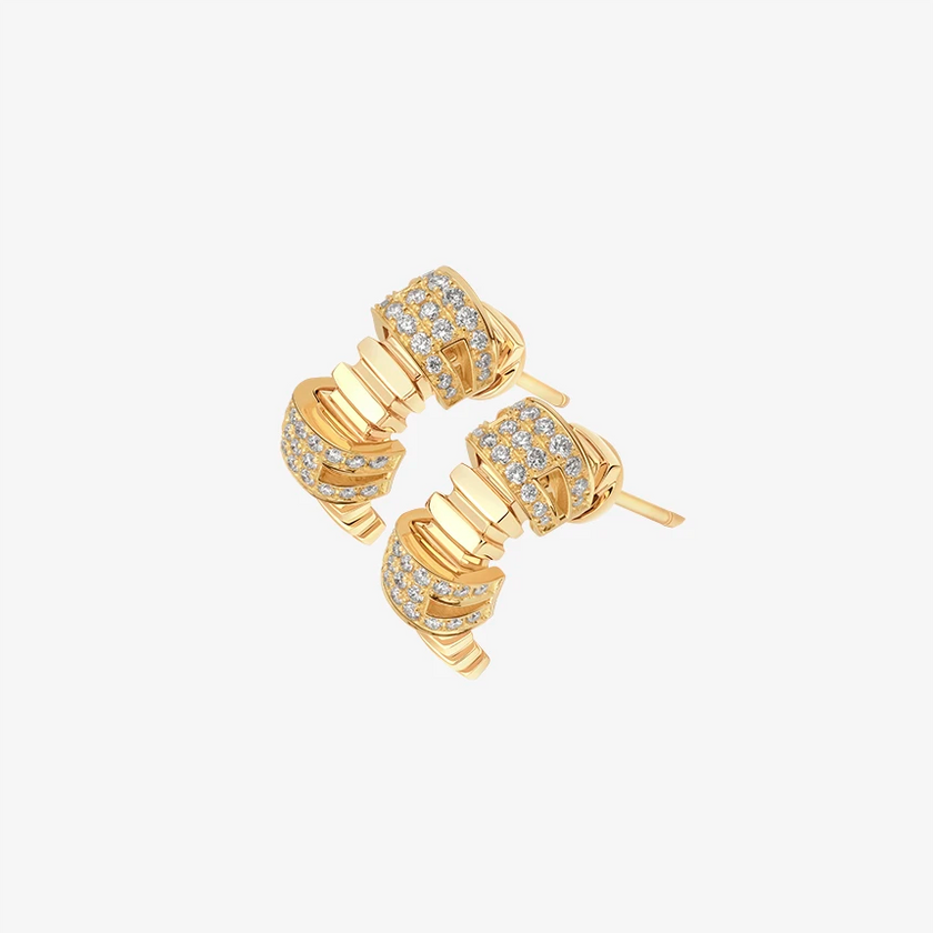 Alaghband Plissé Stud Earrings with Diamonds