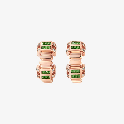 Alaghband Plissé Stud Earrings with Garnets