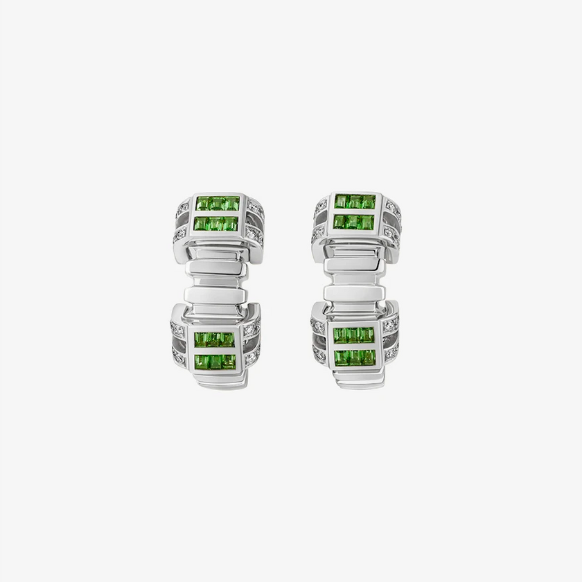 Alaghband Plissé Stud Earrings with Garnets