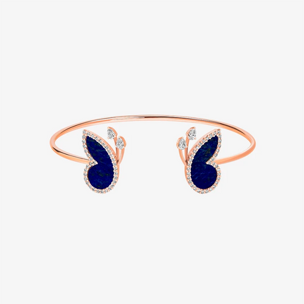 Alaghband Butterfly Open Bangle with Lapis Lazuli