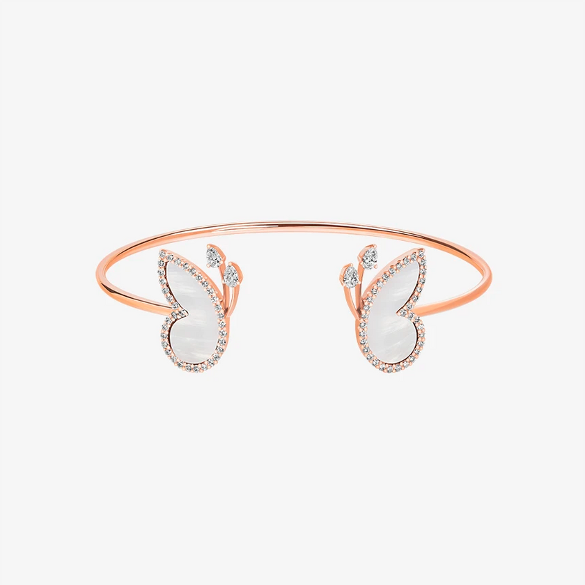 Alaghband Butterfly Open Bangle with Mother of Pearl