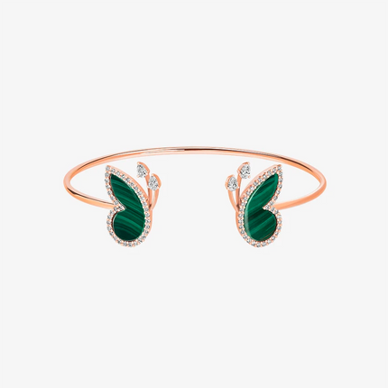 Alaghband Butterfly Open Bangle with Malachite