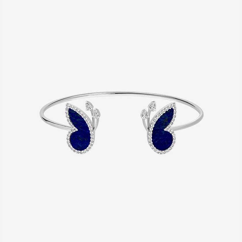 Alaghband Butterfly Open Bangle with Lapis Lazuli