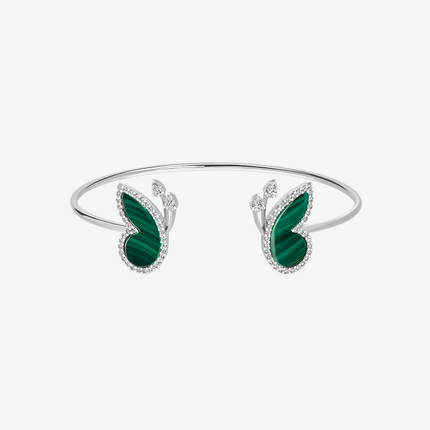 Alaghband Butterfly Open Bangle with Malachite