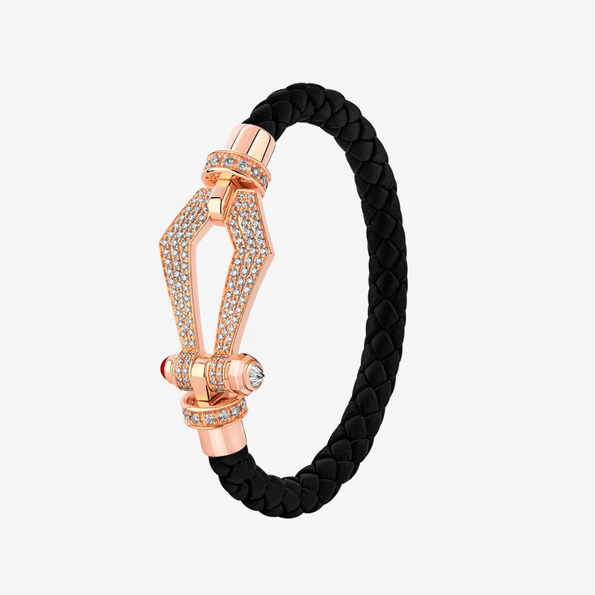 Alaghband Kite Bracelet for Men with Pavé Diamonds and Ruby Pin, Large