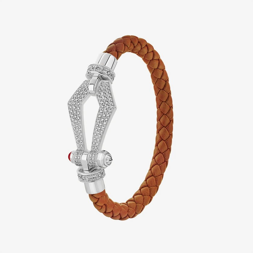 Alaghband Kite Bracelet for Men with Pavé Diamonds and Ruby Pin, Large