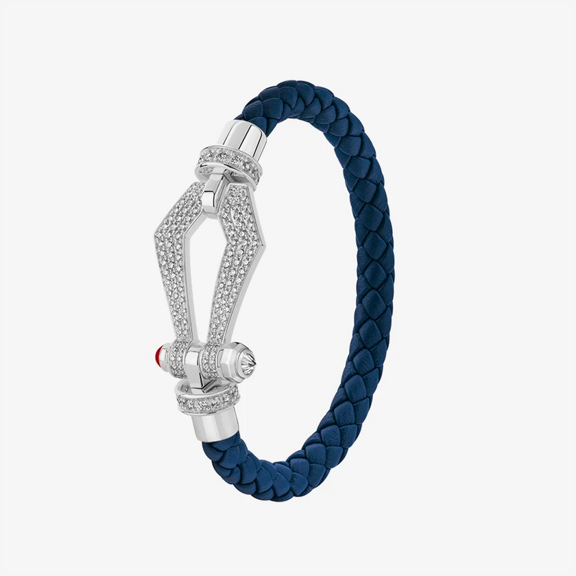 Alaghband Kite Bracelet for Men with Pavé Diamonds and Ruby Pin, Large