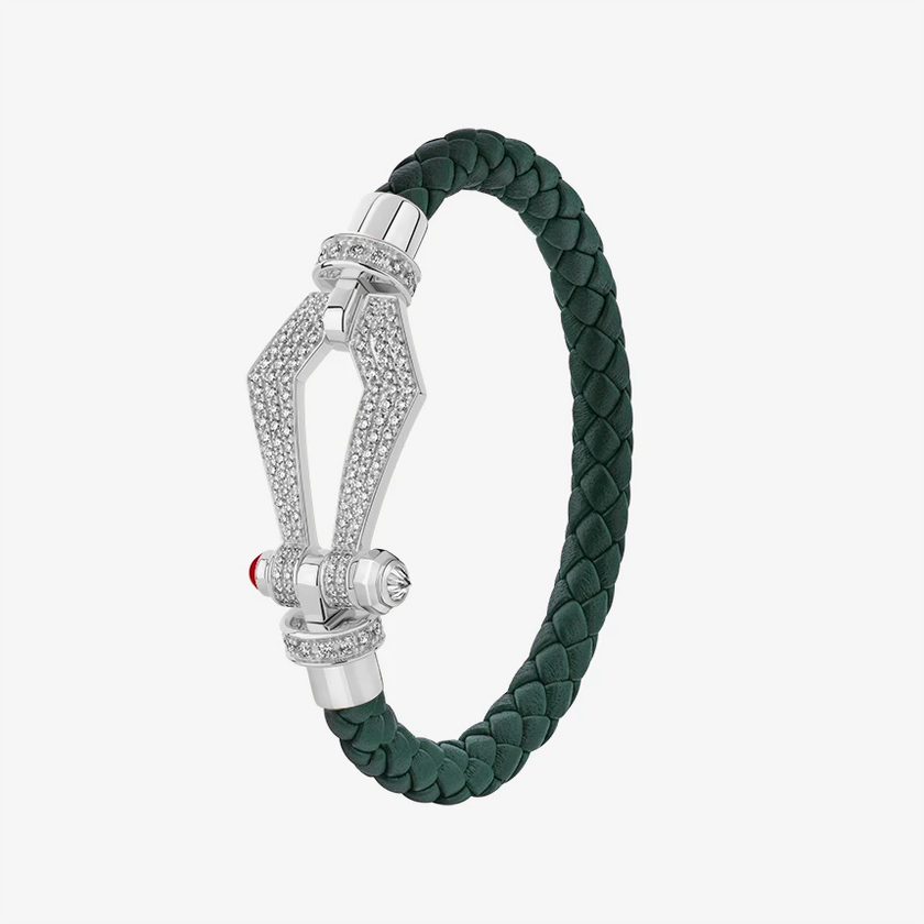 Alaghband Kite Bracelet for Men with Pavé Diamonds and Ruby Pin, Large