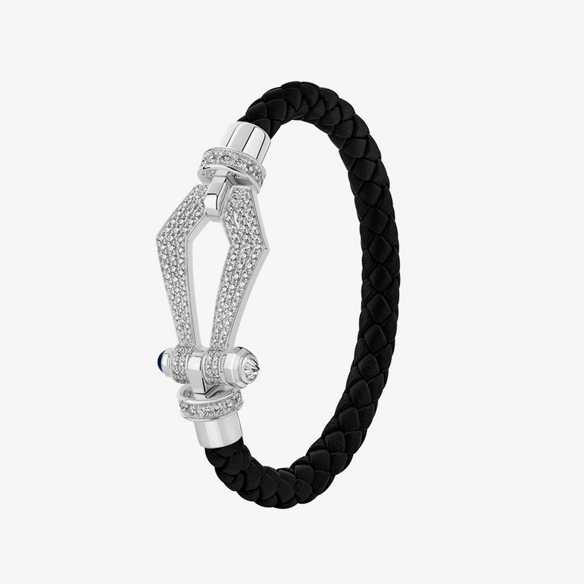 Alaghband Kite Bracelet for Men with Pavé Diamonds and Blue Sapphire Pin, Large