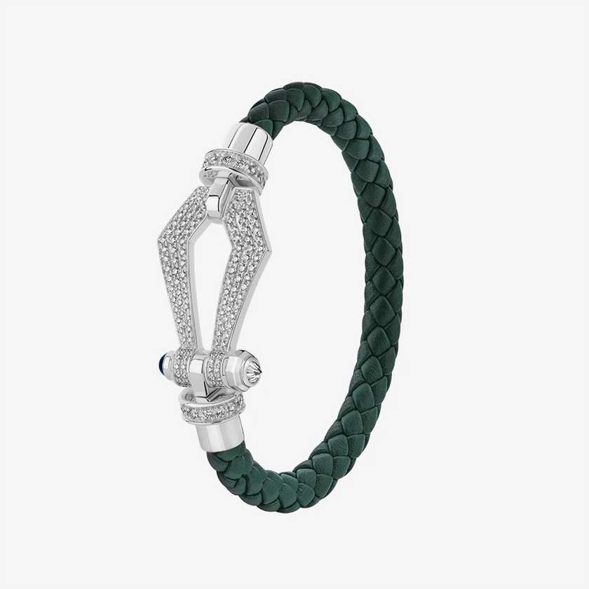 Alaghband Kite Bracelet for Men with Pavé Diamonds and Blue Sapphire Pin, Large