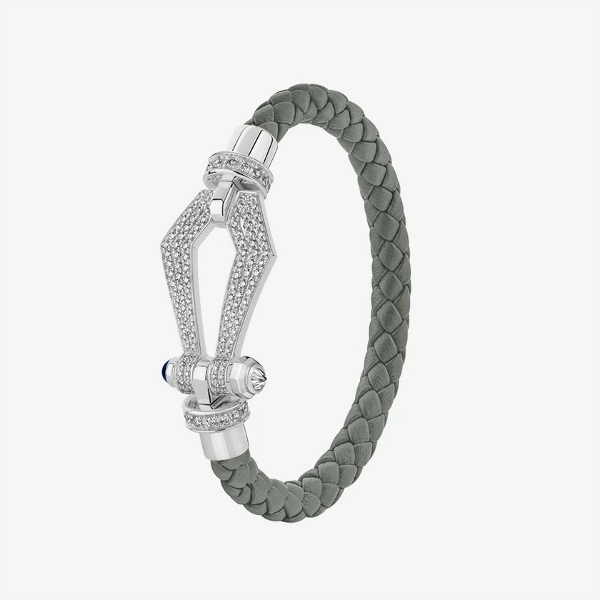 Alaghband Kite Bracelet for Men with Pavé Diamonds and Blue Sapphire Pin, Large