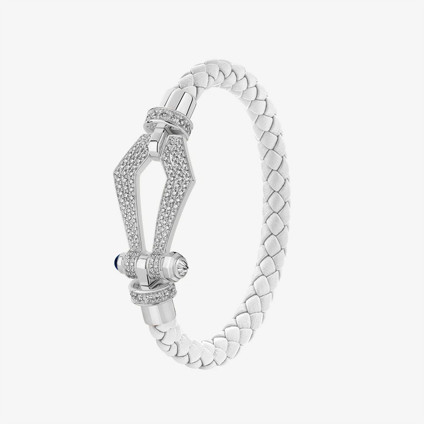 Alaghband Kite Bracelet for Men with Pavé Diamonds and Blue Sapphire Pin, Large