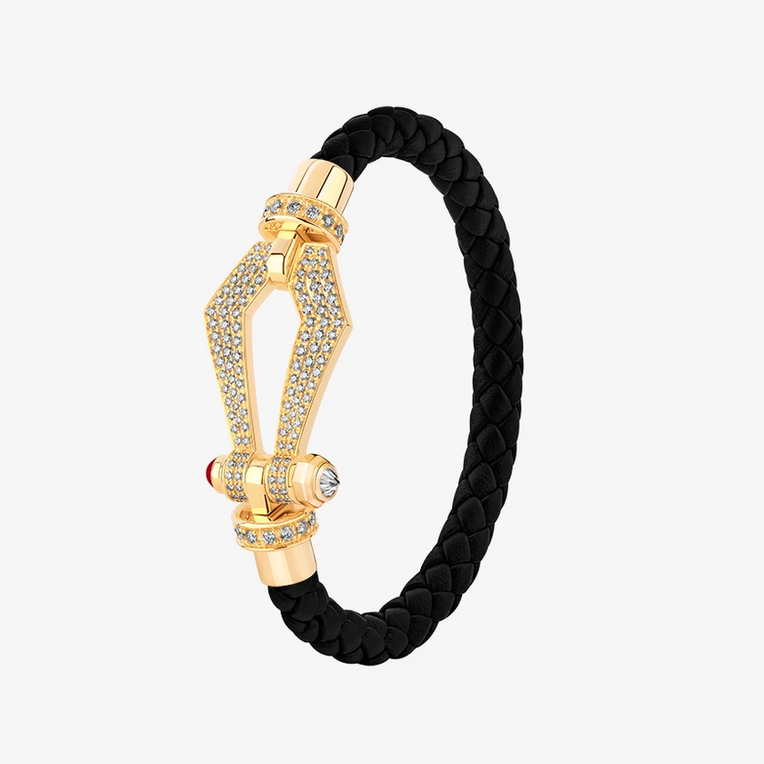 Alaghband Kite Bracelet for Men with Pavé Diamonds and Ruby Pin, Large