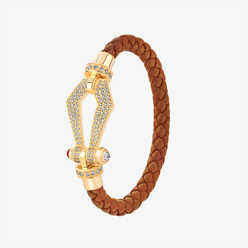 Alaghband Kite Bracelet for Men with Pavé Diamonds and Ruby Pin, Large