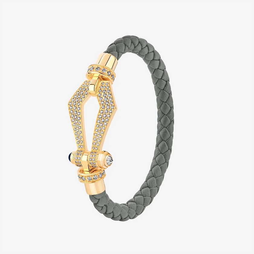 Alaghband Kite Bracelet for Men with Pavé Diamonds and Blue Sapphire Pin, Large