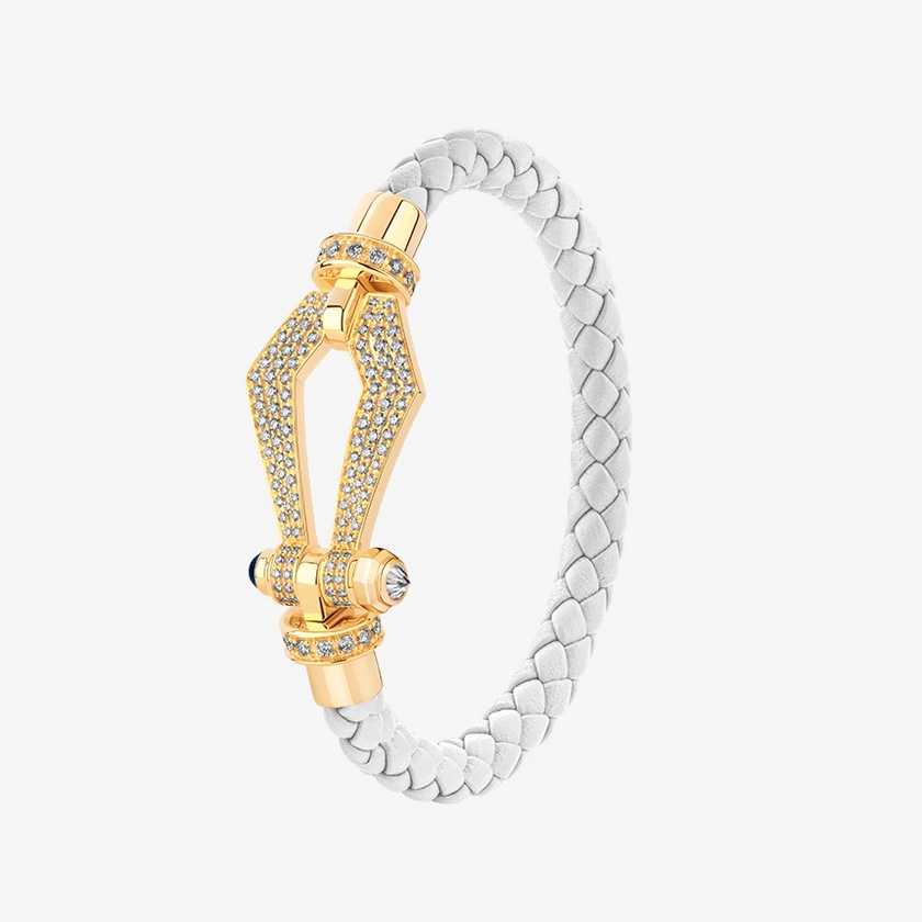 Alaghband Kite Bracelet for Men with Pavé Diamonds and Blue Sapphire Pin, Large