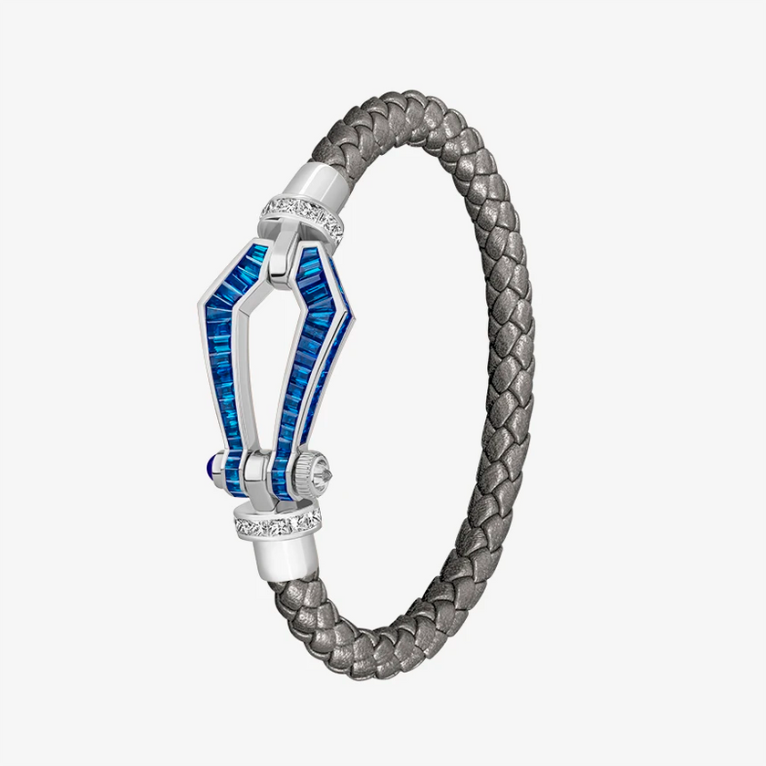 Alaghband Kite Bracelet for Men with Blue Sapphires and Diamonds, Large