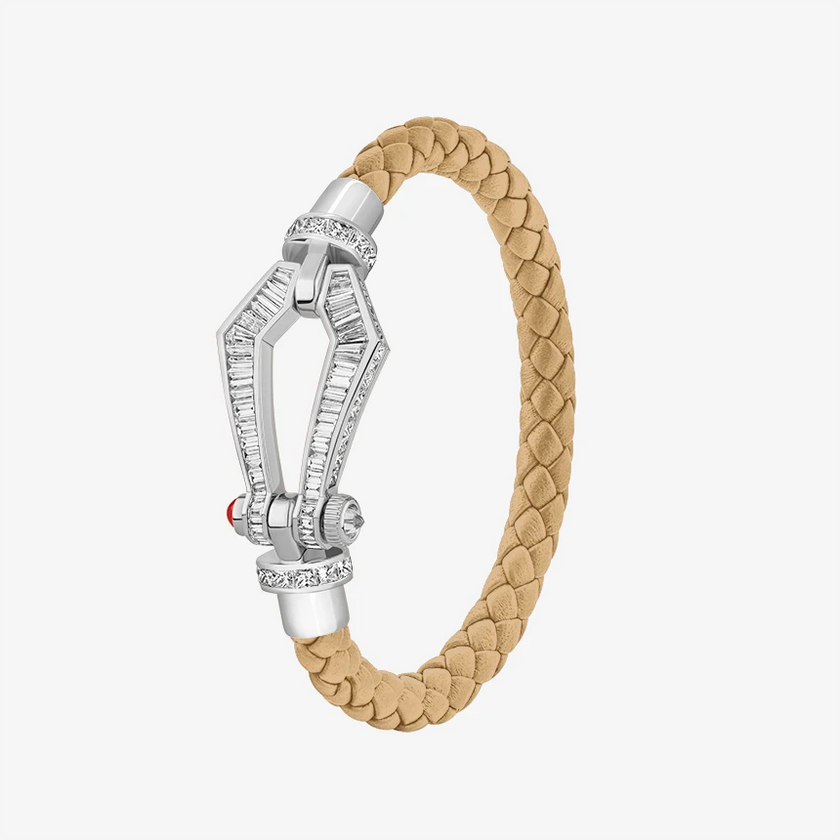 Alaghband Kite Bracelet for Men with Baguette Cut Diamonds and Ruby Pin, Large