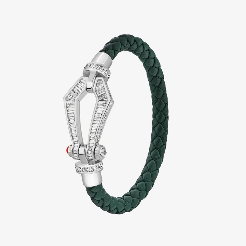 Alaghband Kite Bracelet for Men with Baguette Cut Diamonds and Ruby Pin, Large