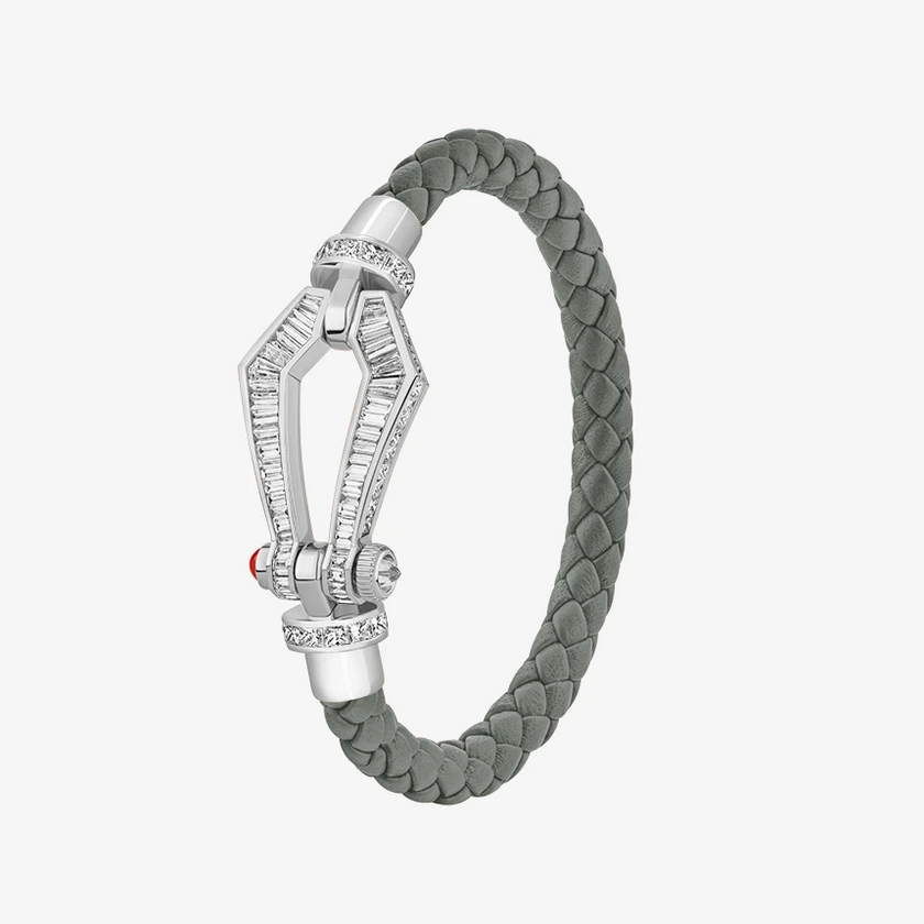 Alaghband Kite Bracelet for Men with Baguette Cut Diamonds and Ruby Pin, Large