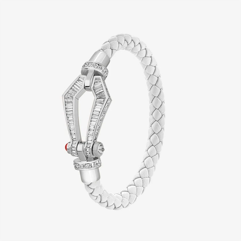 Alaghband Kite Bracelet for Men with Baguette Cut Diamonds and Ruby Pin, Large