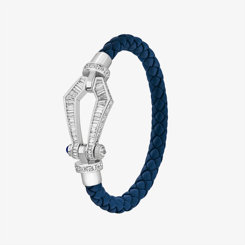 Alaghband Kite Bracelet for Men with Baguette Cut Diamonds and Blue Sapphire Pin, Large - Alaghband Jewelry