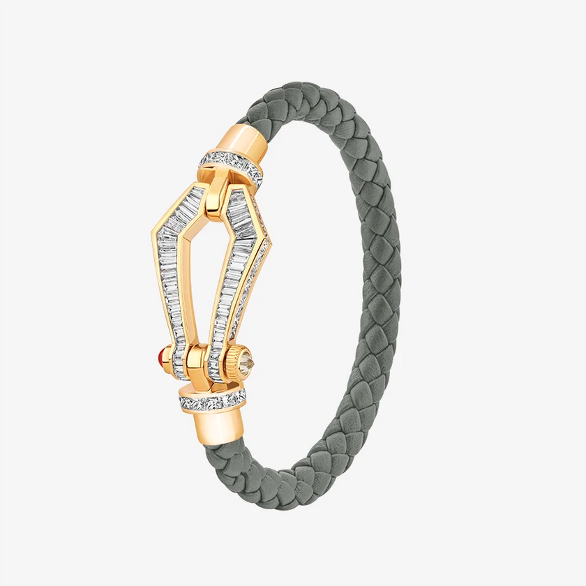 Alaghband Kite Bracelet for Men with Baguette Cut Diamonds and Ruby Pin, Large