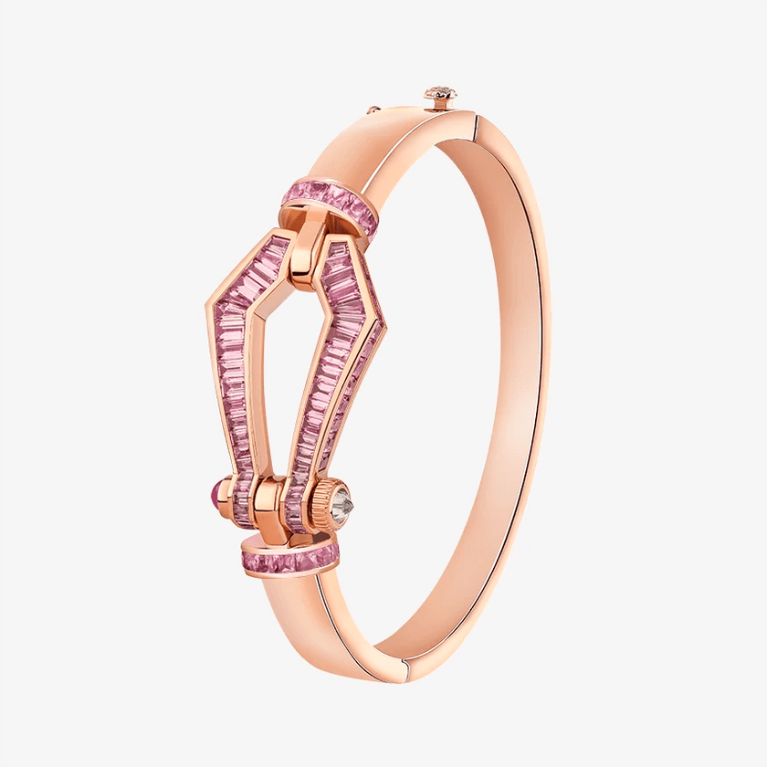 Alaghband Kite XO Bangle with Pink Sapphires, Large - Alaghband Jewelry