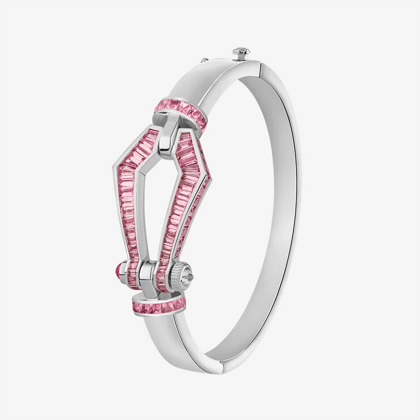 Alaghband Kite XO Bangle with Pink Sapphires, Large - Alaghband Jewelry