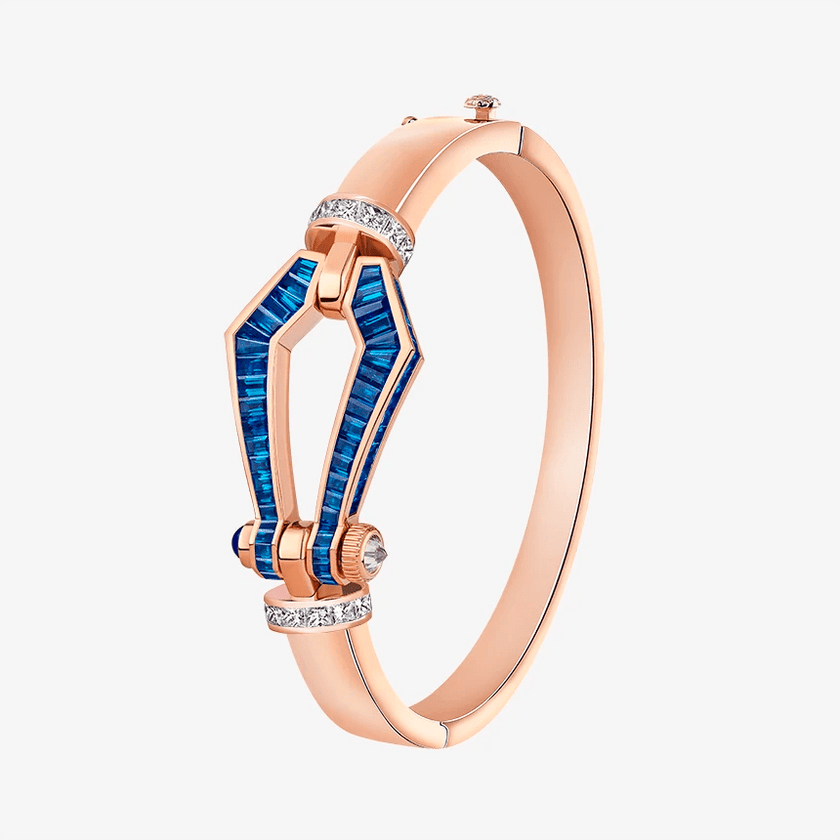 Alaghband Kite Bangle with Blue Sapphires and Diamonds, Large - Alaghband Jewelry