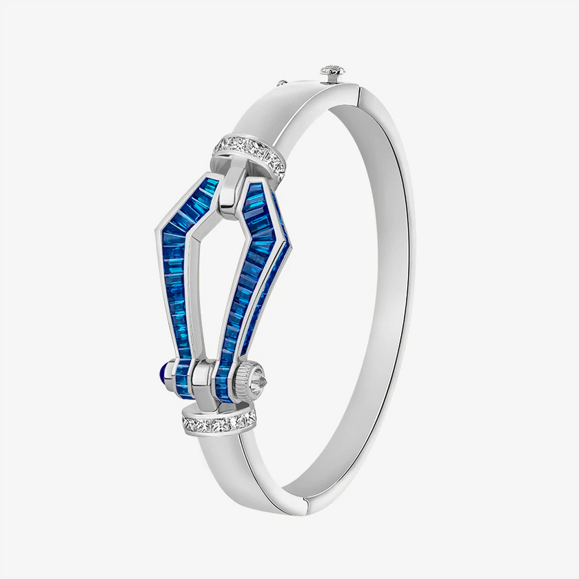Alaghband Kite Bangle with Blue Sapphires and Diamonds, Large