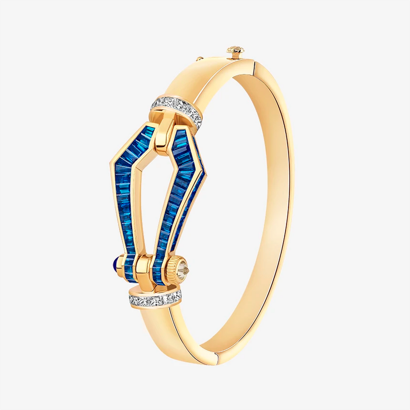 Alaghband Kite Bangle with Blue Sapphires and Diamonds, Large